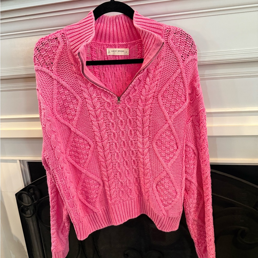 Lucky Brand Vibrant Pink Cowl Neck Sweater